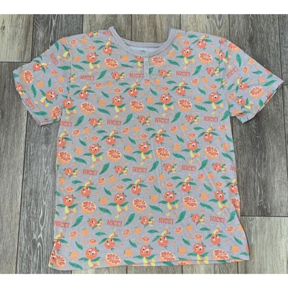 Disney Parks Orange Bird w/ Orange Slice Nice Henley T-Shirt